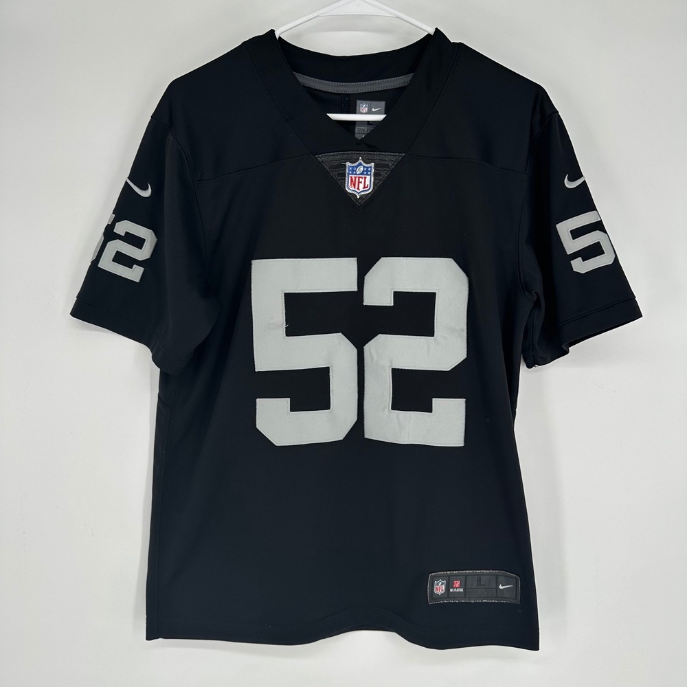 Nike Oakland Raiders Khalil Mack 52 Jersey Youth Large Black On Field Dri-Fit
